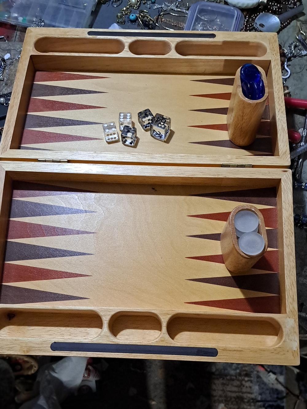 And crafted backgammon, vintage Wooden game